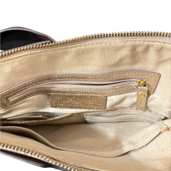 India Hicks Burgundy Crossbody Bag w/ Gold Glitter Insert Pouch Adjustable Strap - Picture 11 of 16